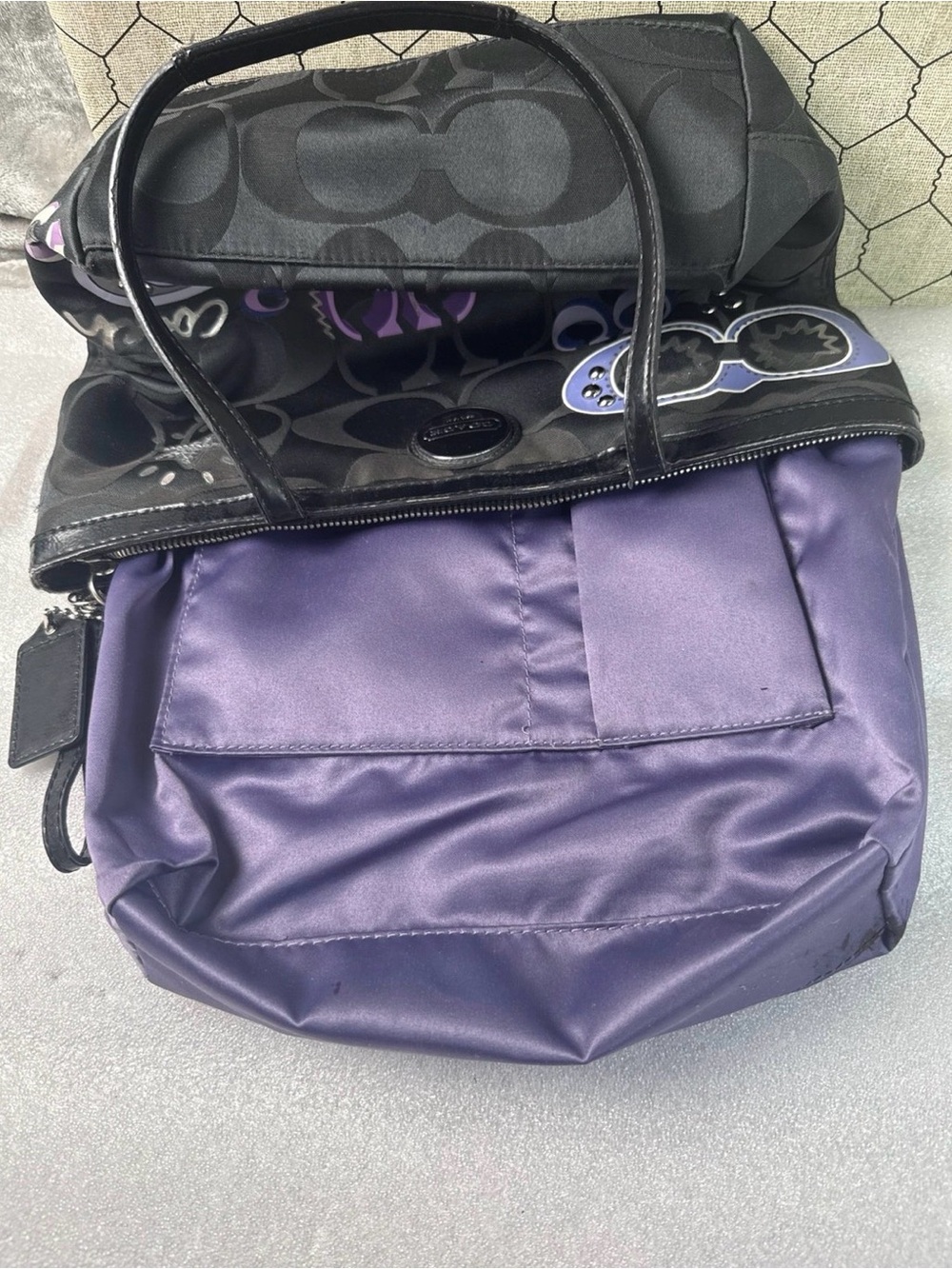 Coach Black Tote with Purple and Lavender Graphic Accents - Picture 10 of 10